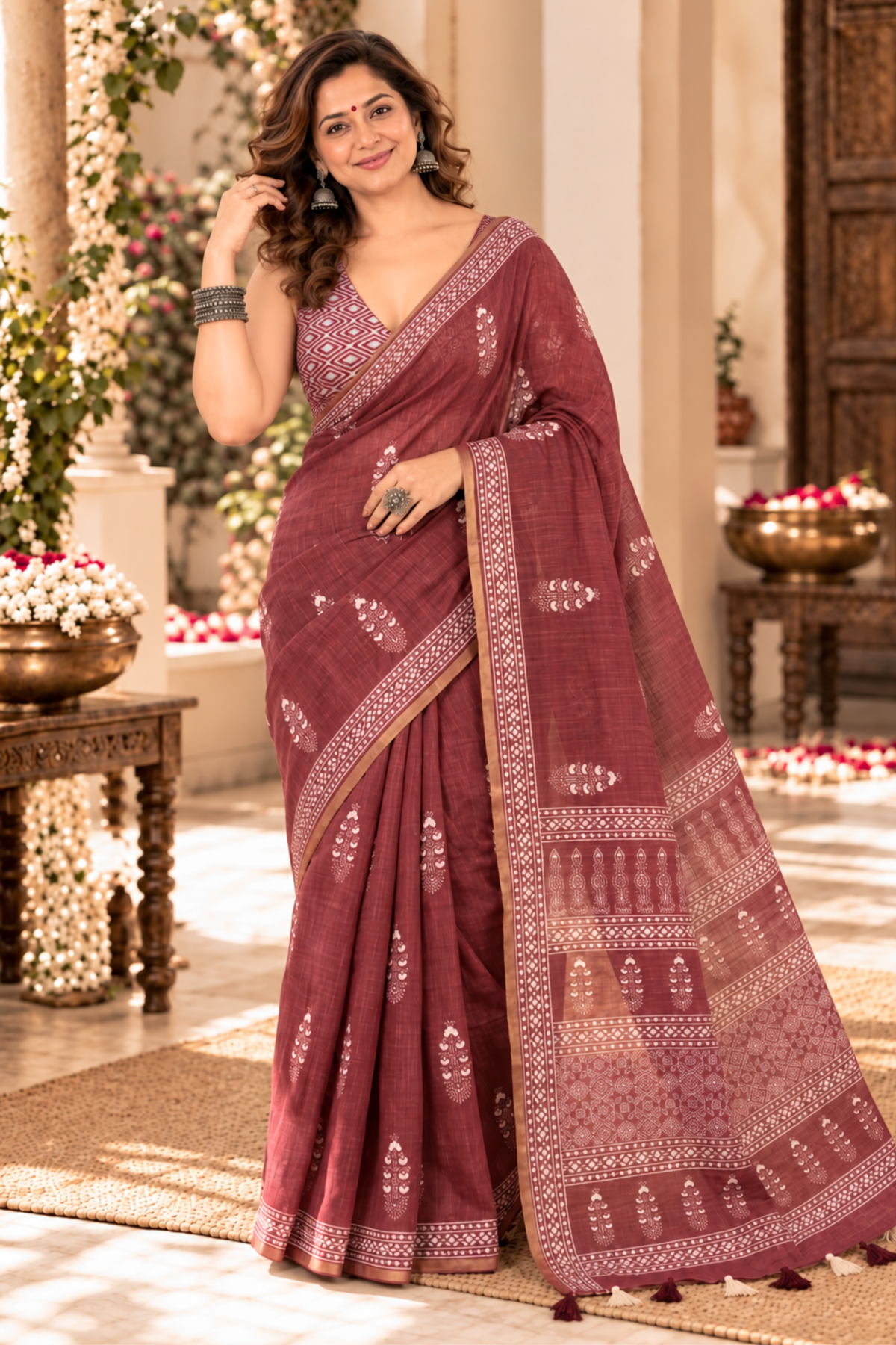 Saumya Printed Saree With 1.5 Mtr Blouse Piece