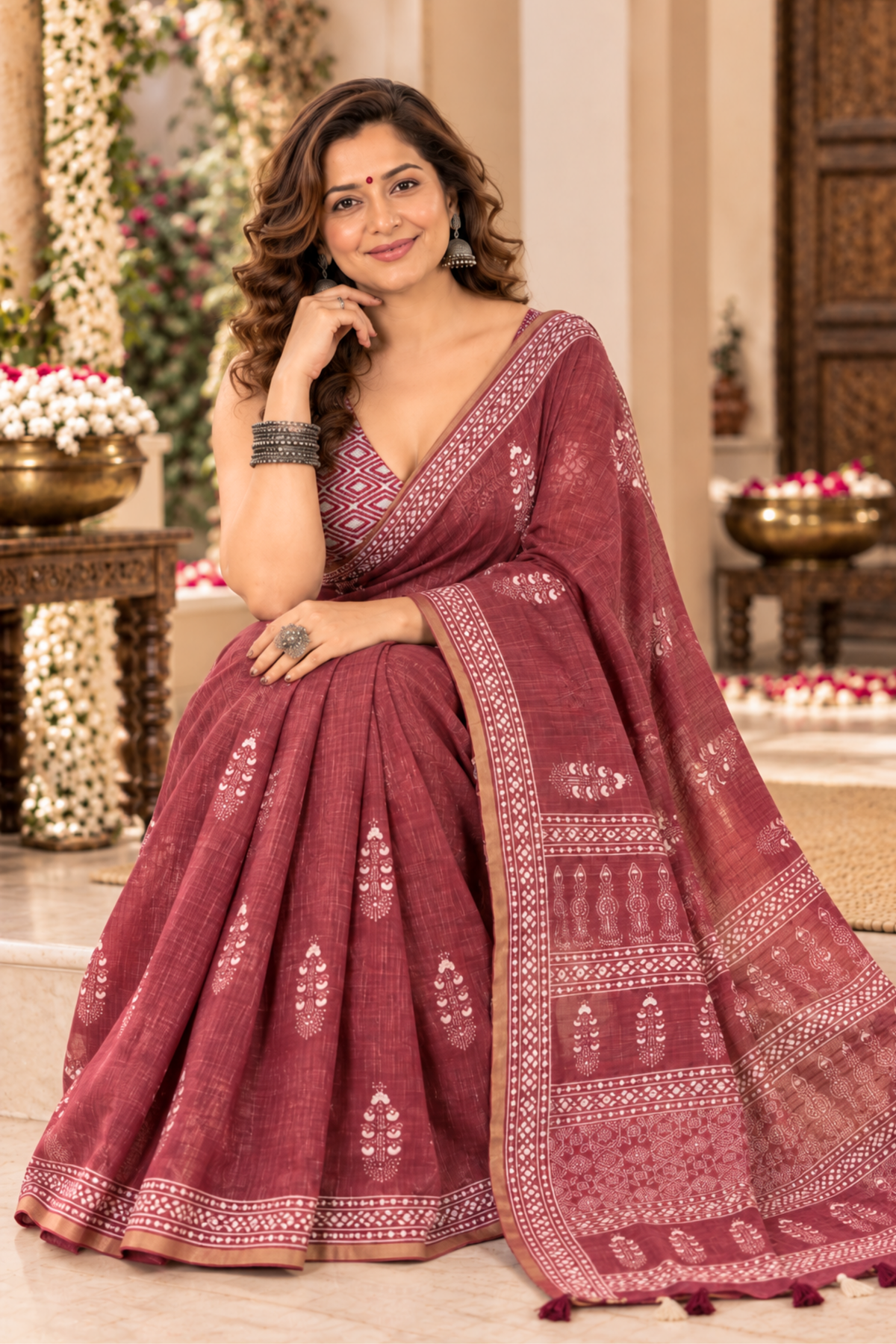Saumya Printed Saree With 1.5 Mtr Blouse Piece
