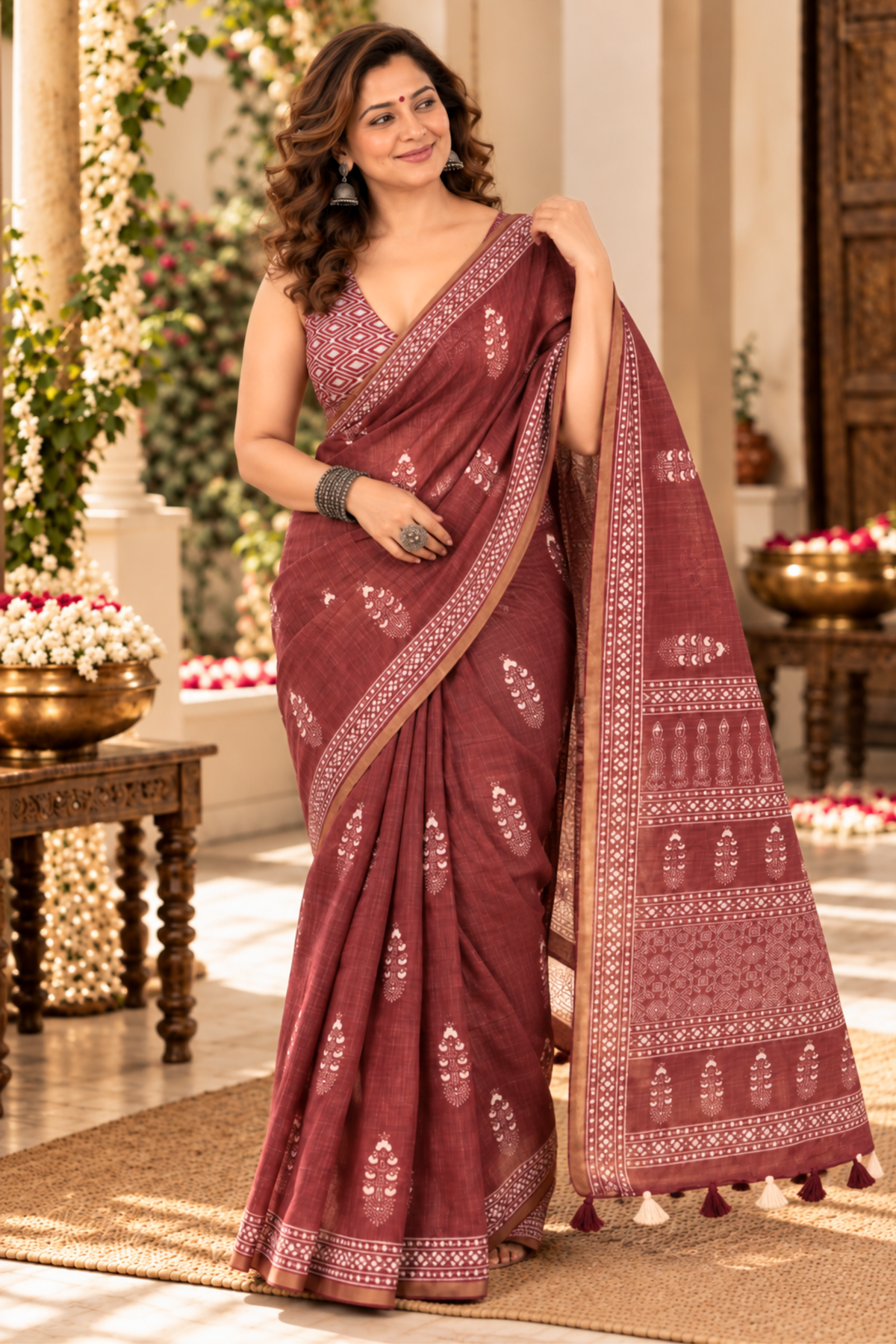 Saumya Printed Saree With 1.5 Mtr Blouse Piece