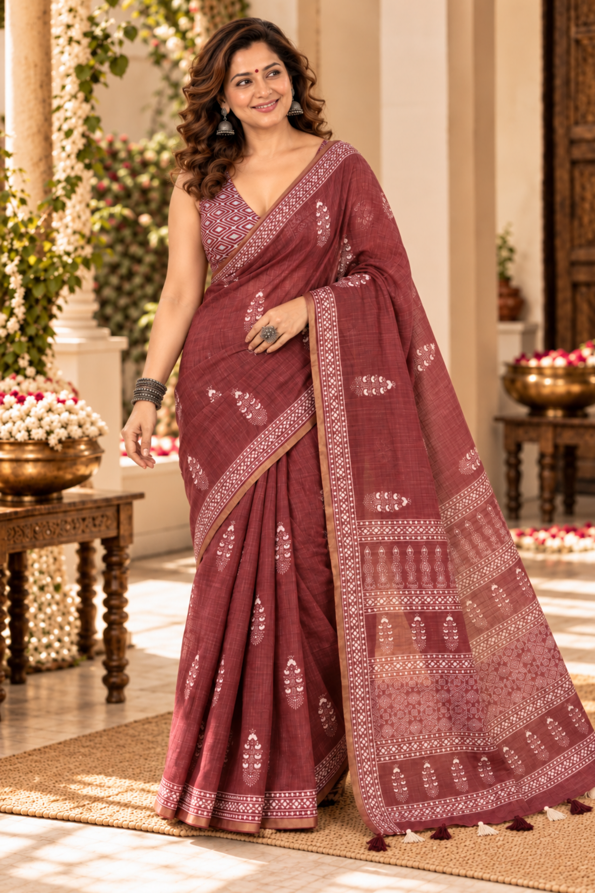 Saumya Printed Saree With 1.5 Mtr Blouse Piece
