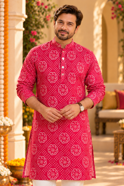 Garnet Red Foiled Festive Kurta