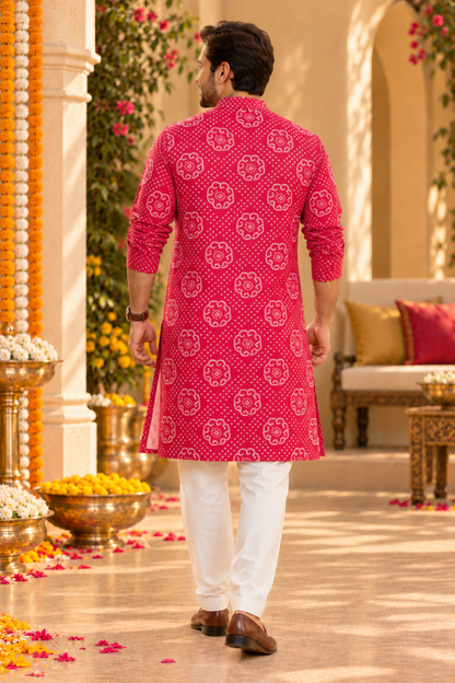 Garnet Red Foiled Festive Kurta