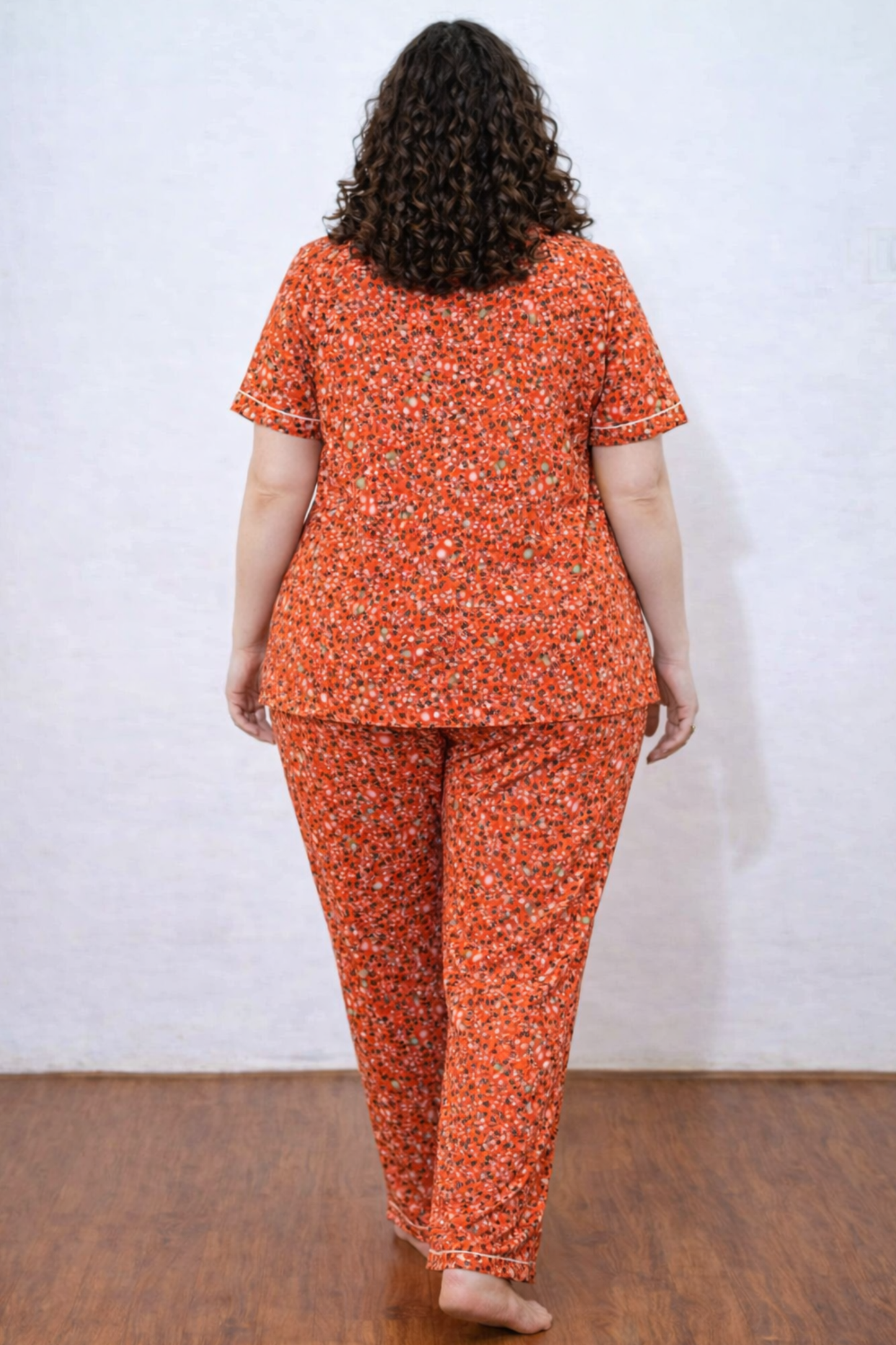 Scarlet Red Rayon Night Suit