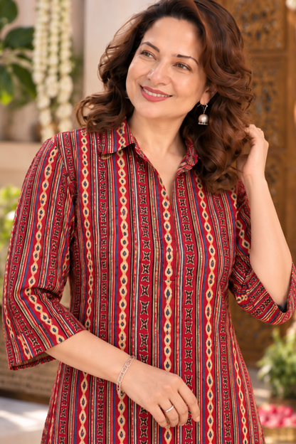 Scarlet Rhythm Printed Kurta With Pockets