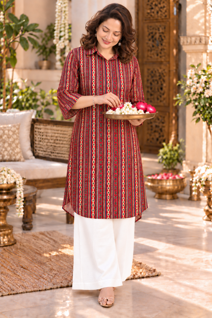 Scarlet Rhythm Printed Kurta With Pockets