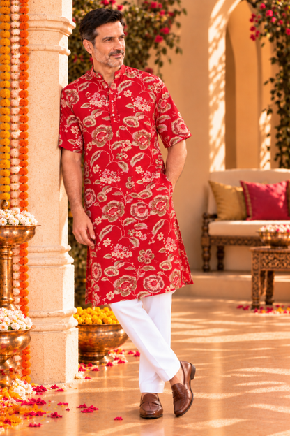 Scarlet Rose Foiled Muslin Kurta