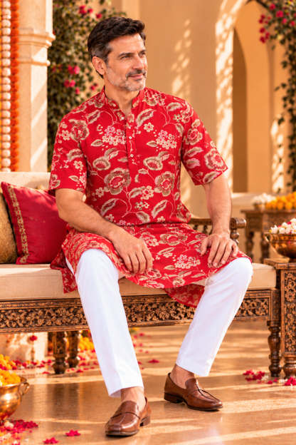 Scarlet Rose Foiled Muslin Kurta