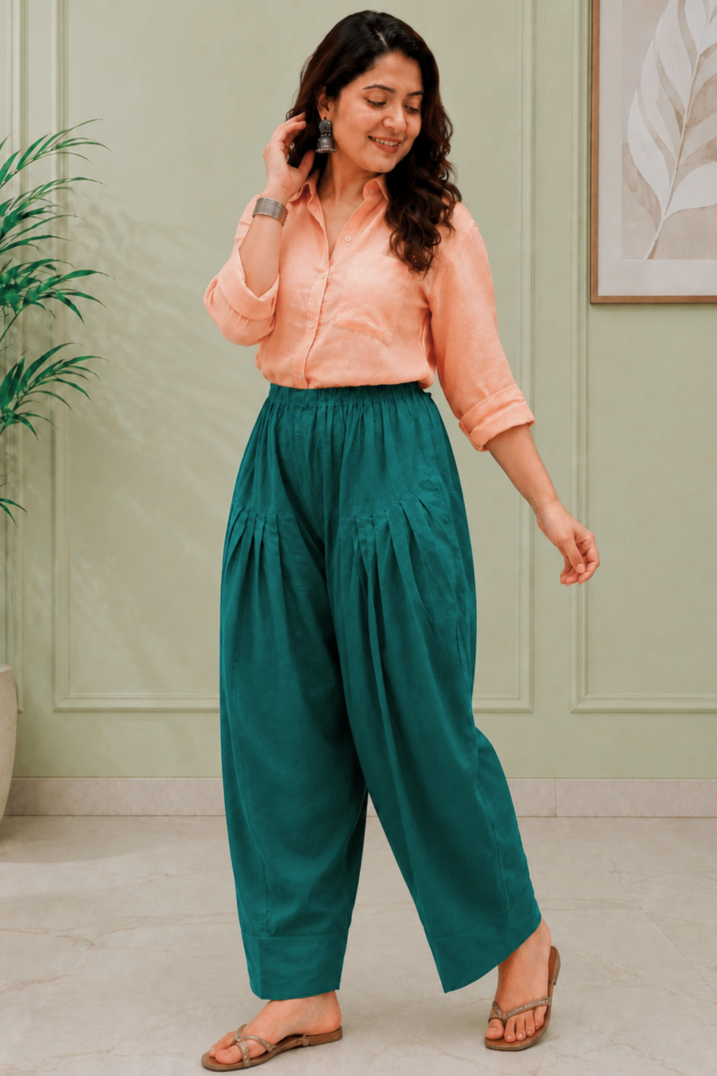 Sea Green Cotton Farshi Salwar