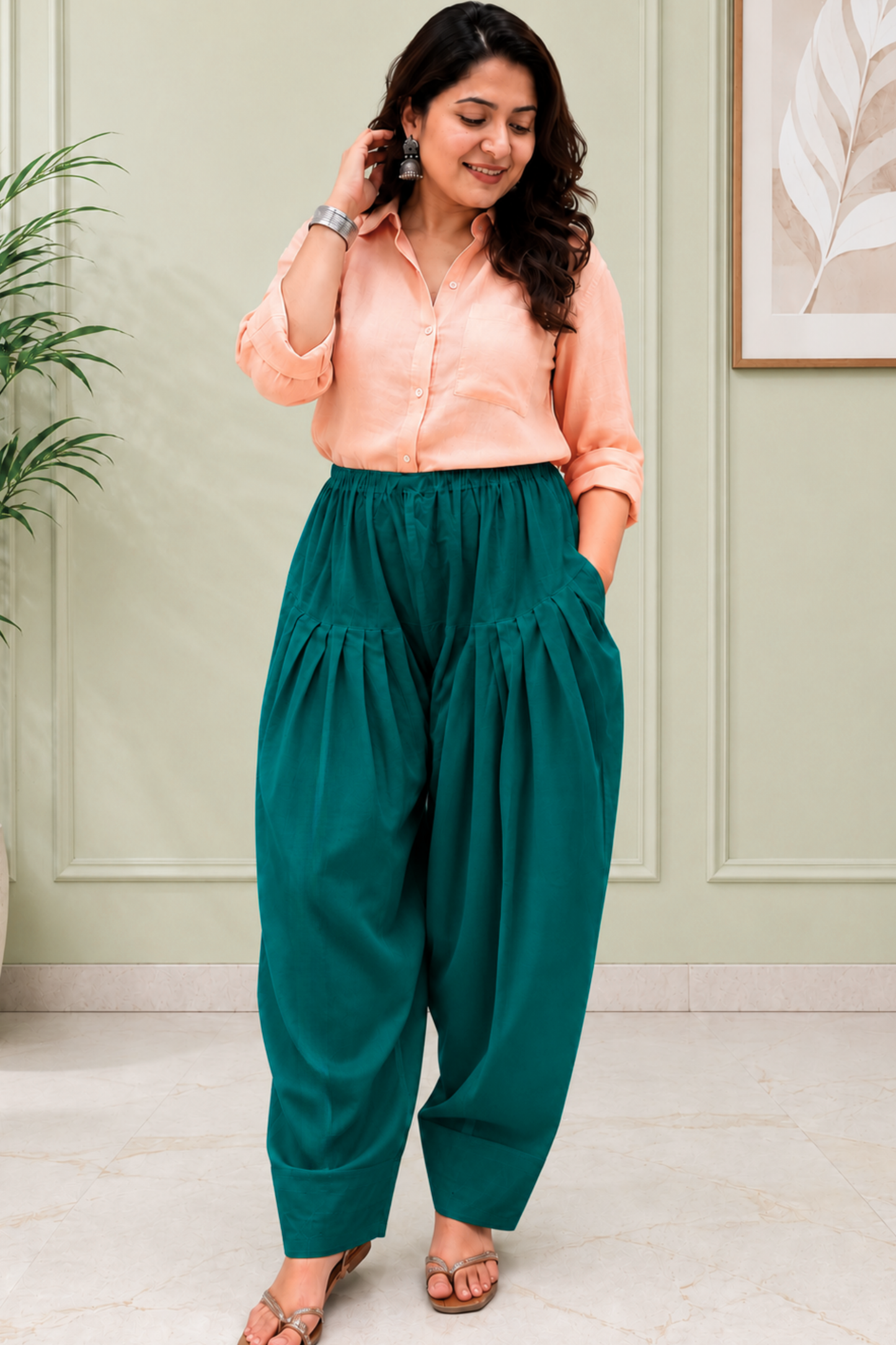 Sea Green Cotton Farshi Salwar