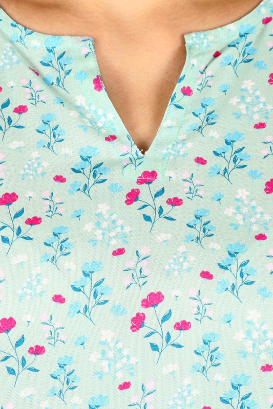 Sea Green Floral  Printed kurta