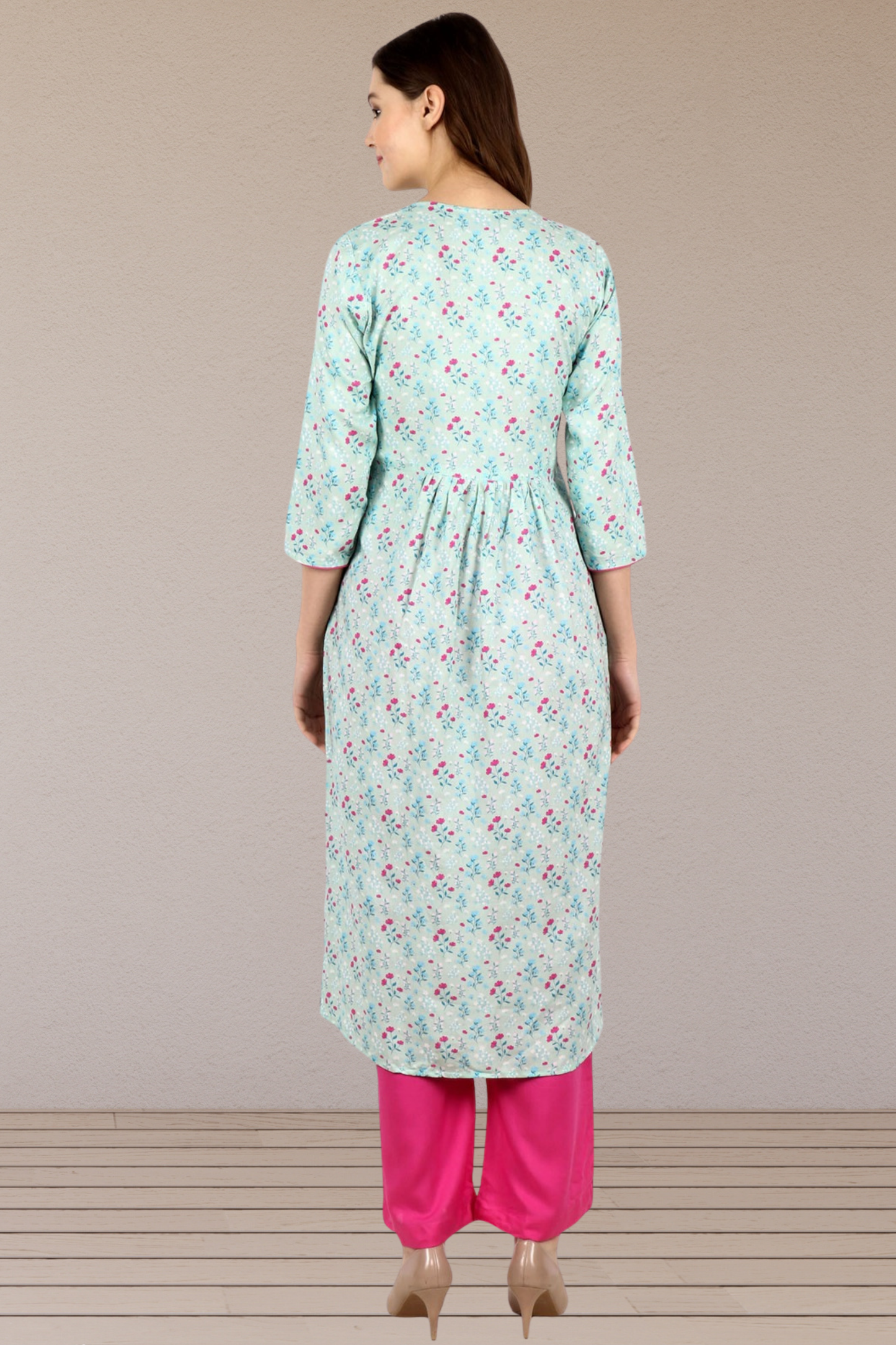 Sea Green Floral  Printed kurta