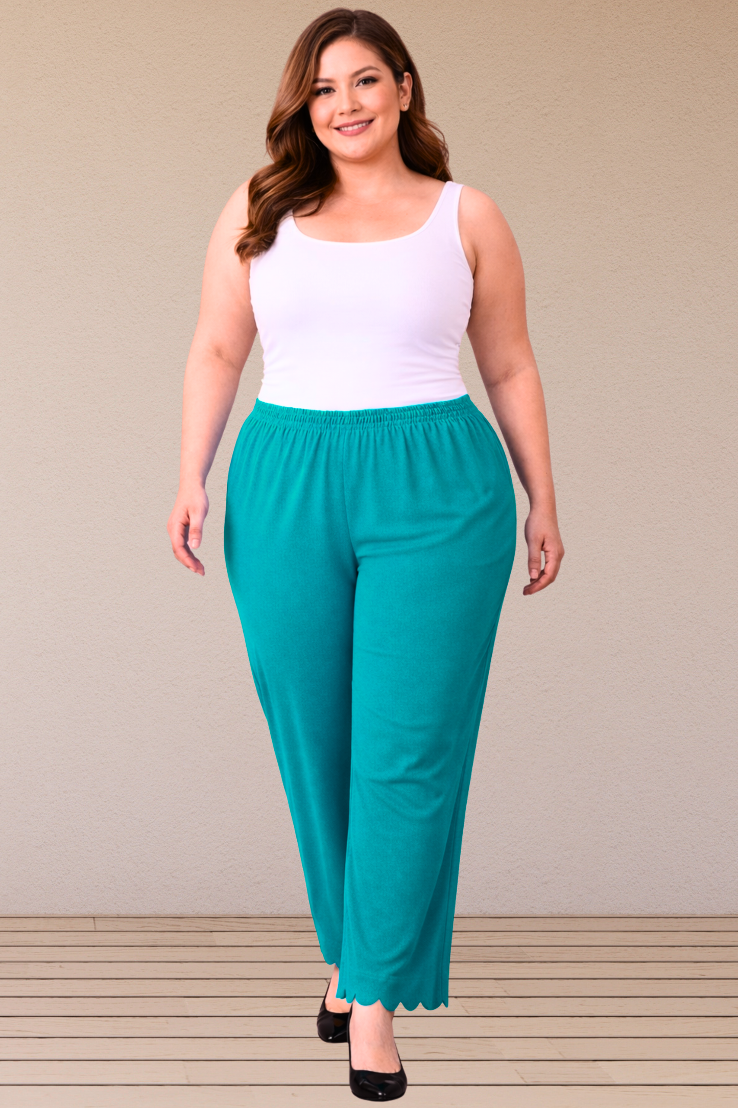Sea Green Scallop Cut Palazzo