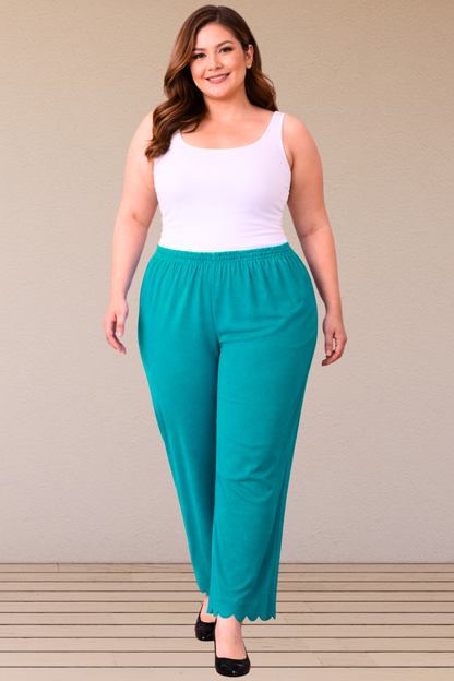 Sea Green Scallop Cut Palazzo