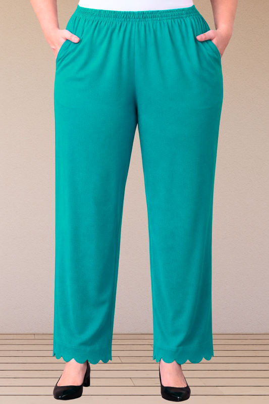 Sea Green Scallop Cut Palazzo