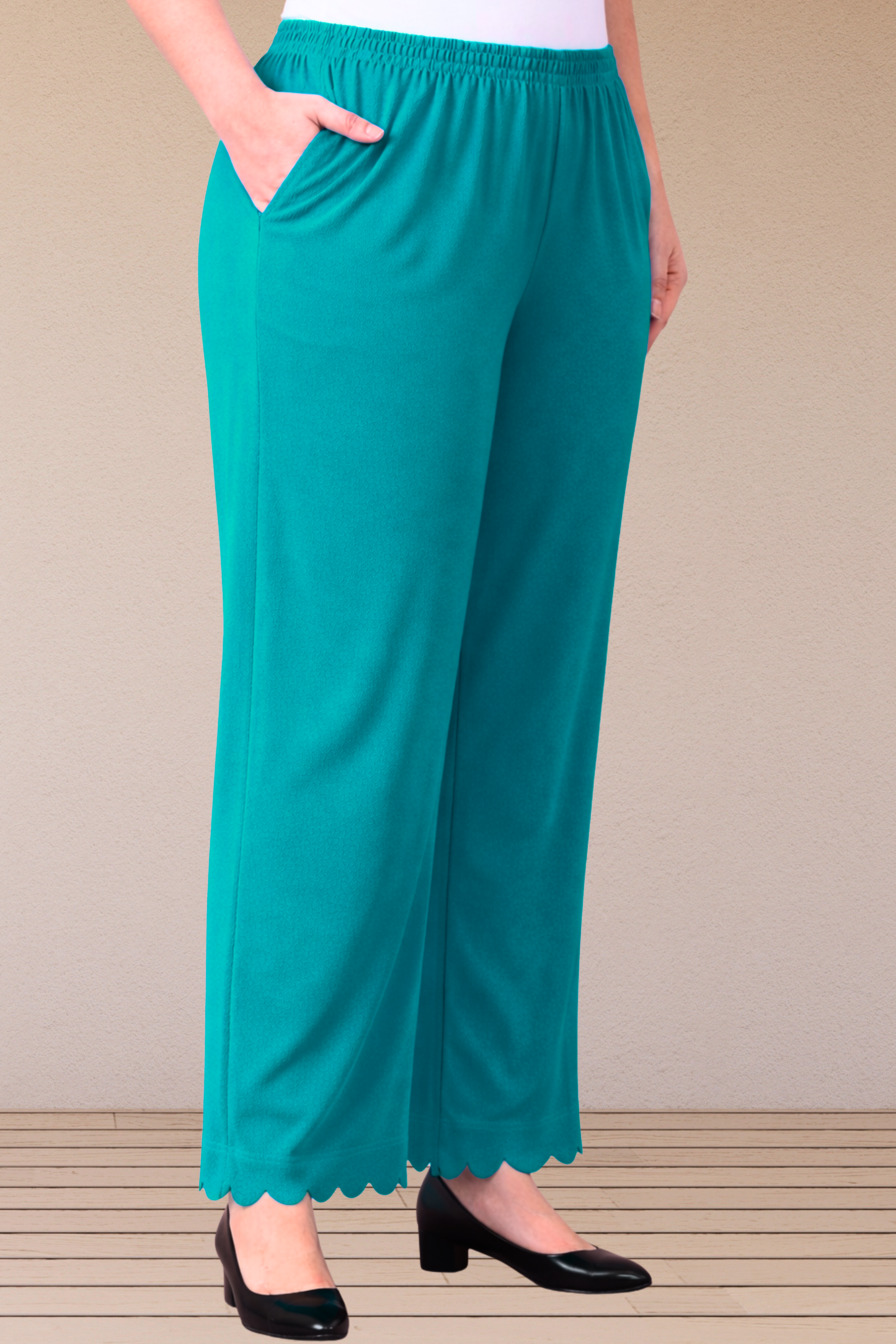 Sea Green Scallop Cut Palazzo