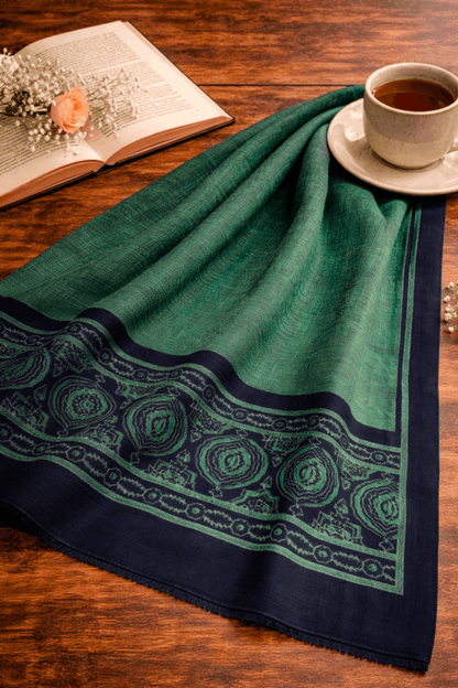 Sea Green Block Cotton Dupatta