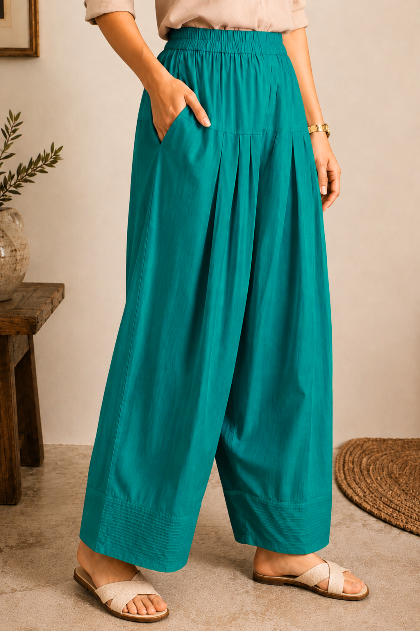 Sea Green Cotton Farshi Salwar