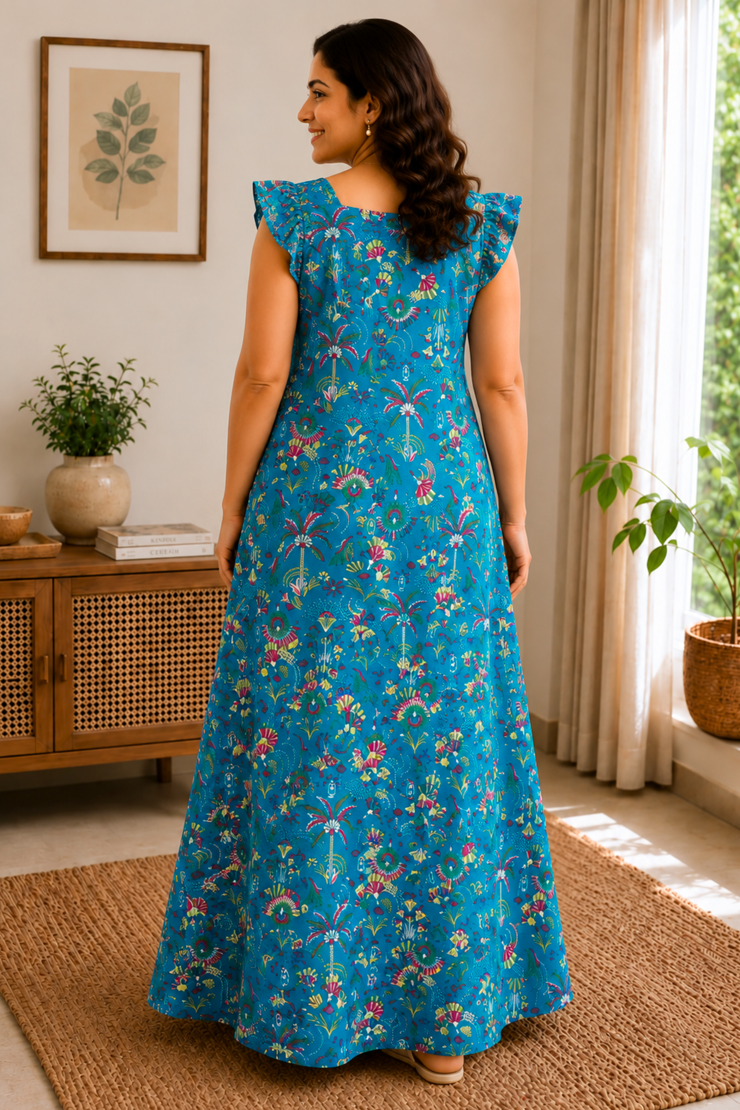 Palm & Petals Rayon Lounge Dress