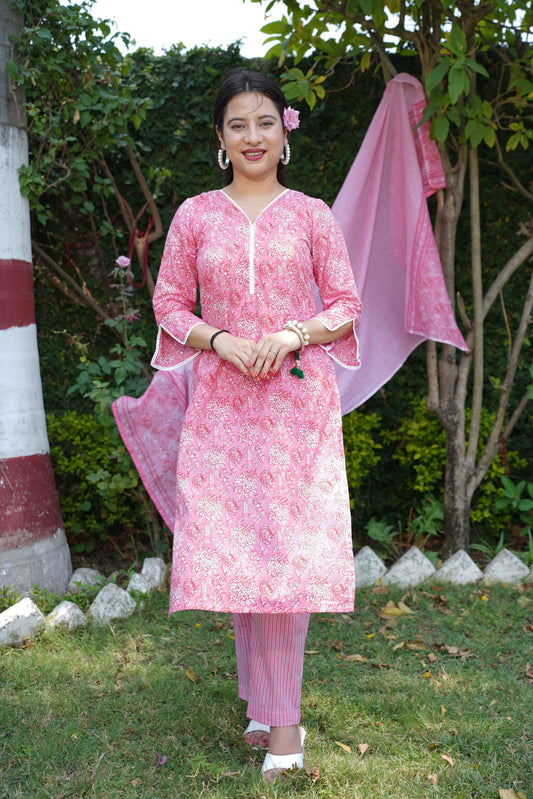 Seaside Rose Jaal Print Suit Set