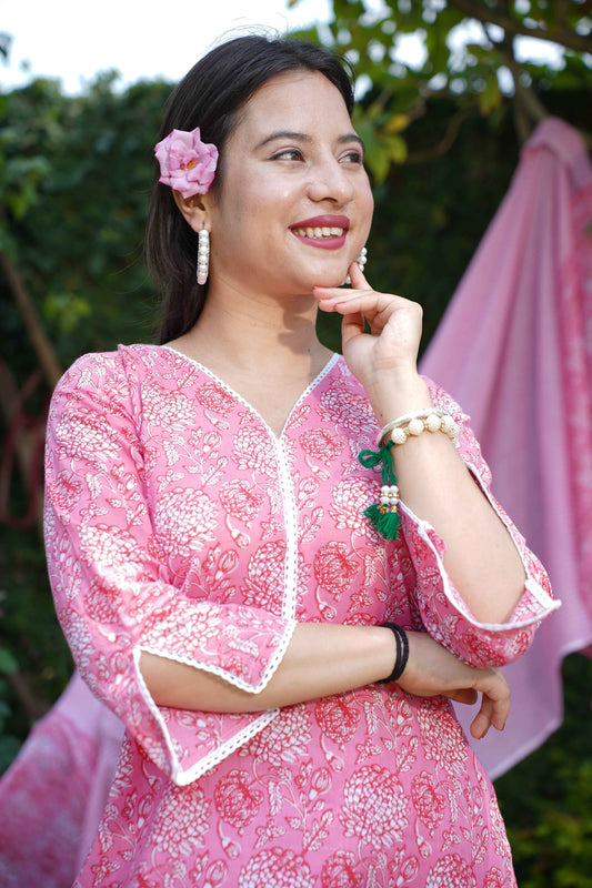 Seaside Rose Jaal Print Suit Set