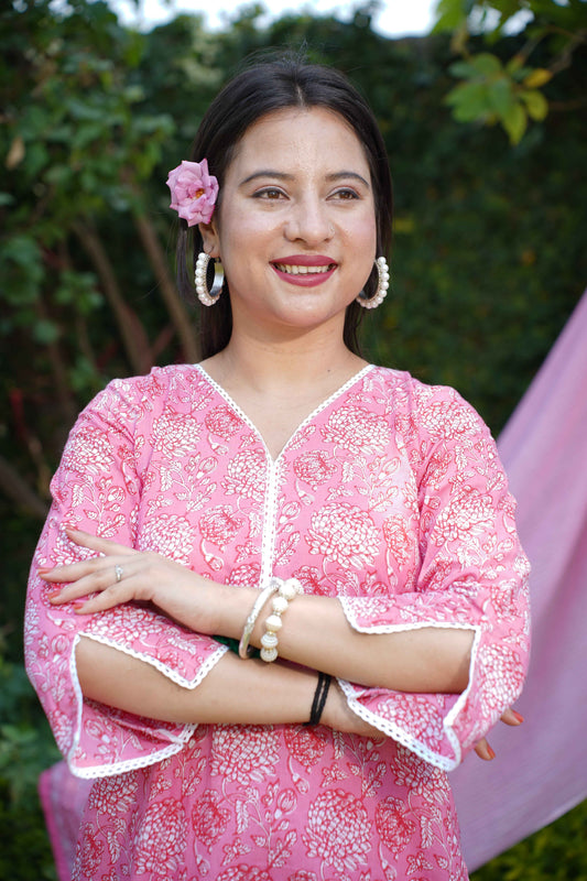 Seaside Rose Jaal Print Suit Set