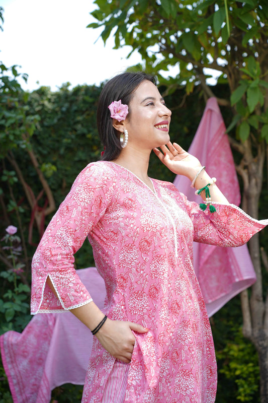 Seaside Rose Jaal Print Suit Set