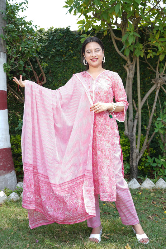 Seaside Rose Jaal Print Suit Set