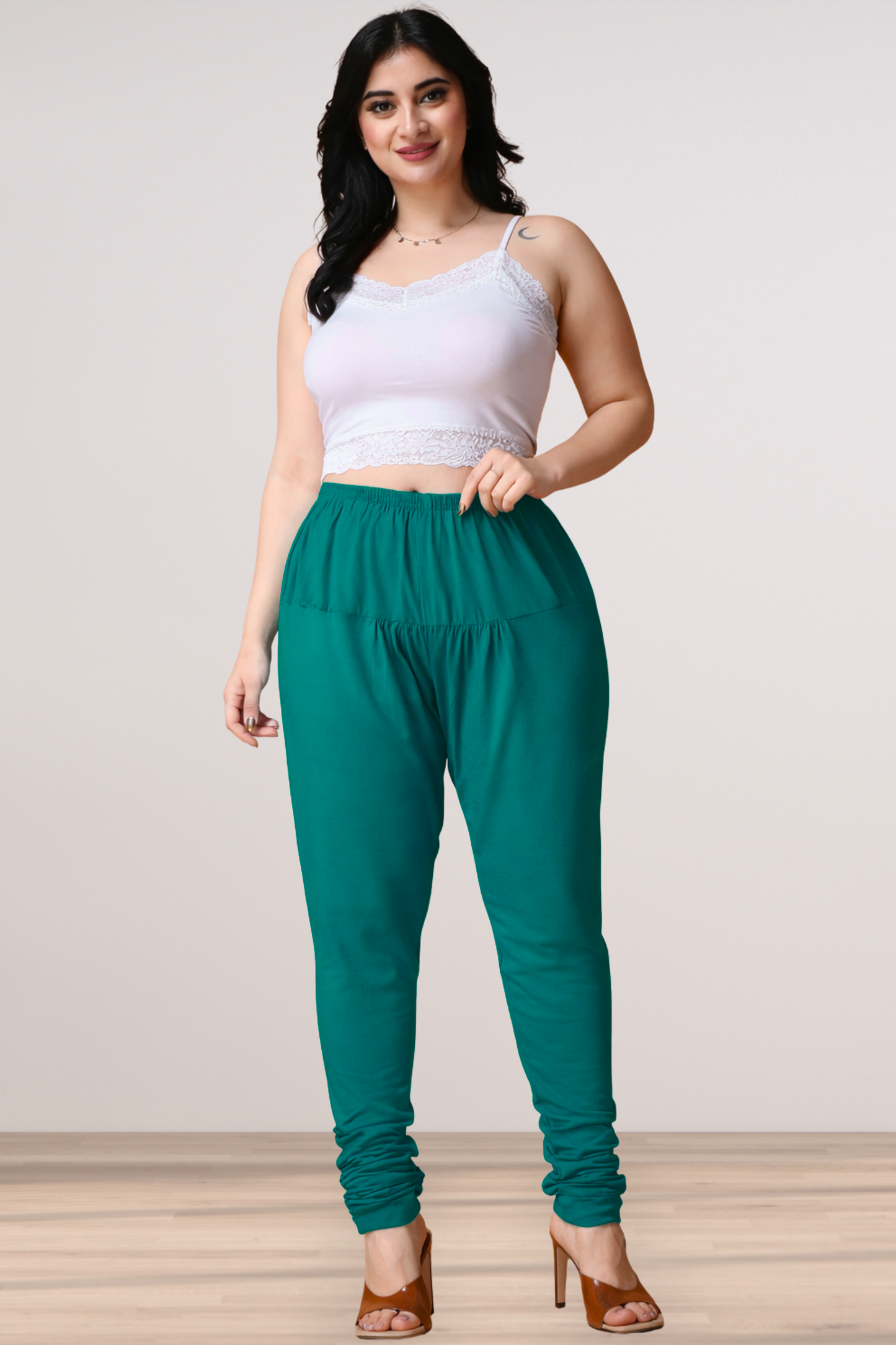 See Green Cotton Churidar Pants