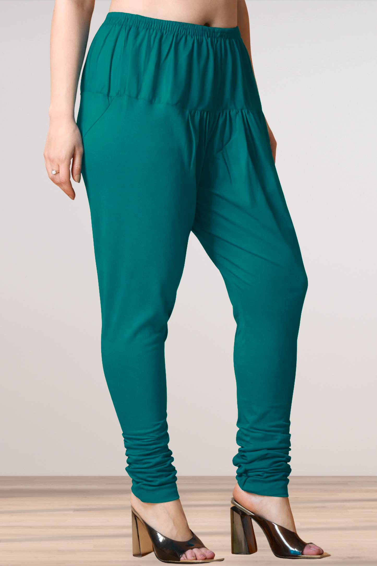 See Green Cotton Churidar Pants