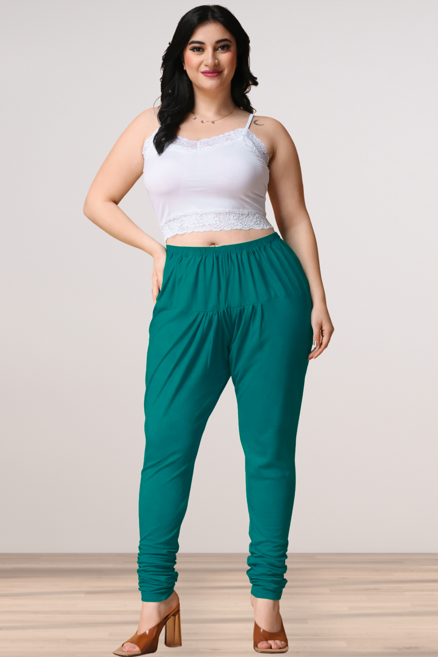 See Green Cotton Churidar Pants