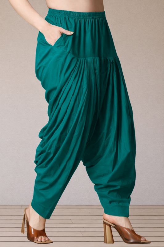 See Green Cotton Patiala Salwar Pants