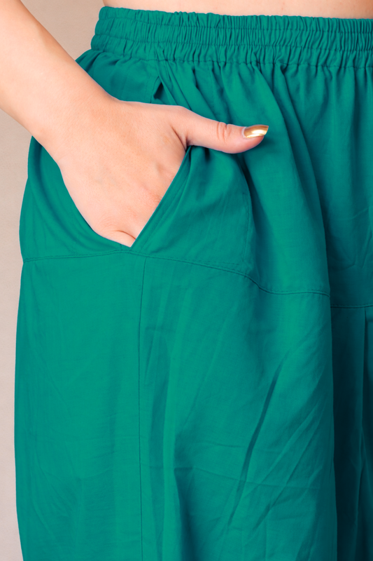 See Green Cotton Straight Salwar