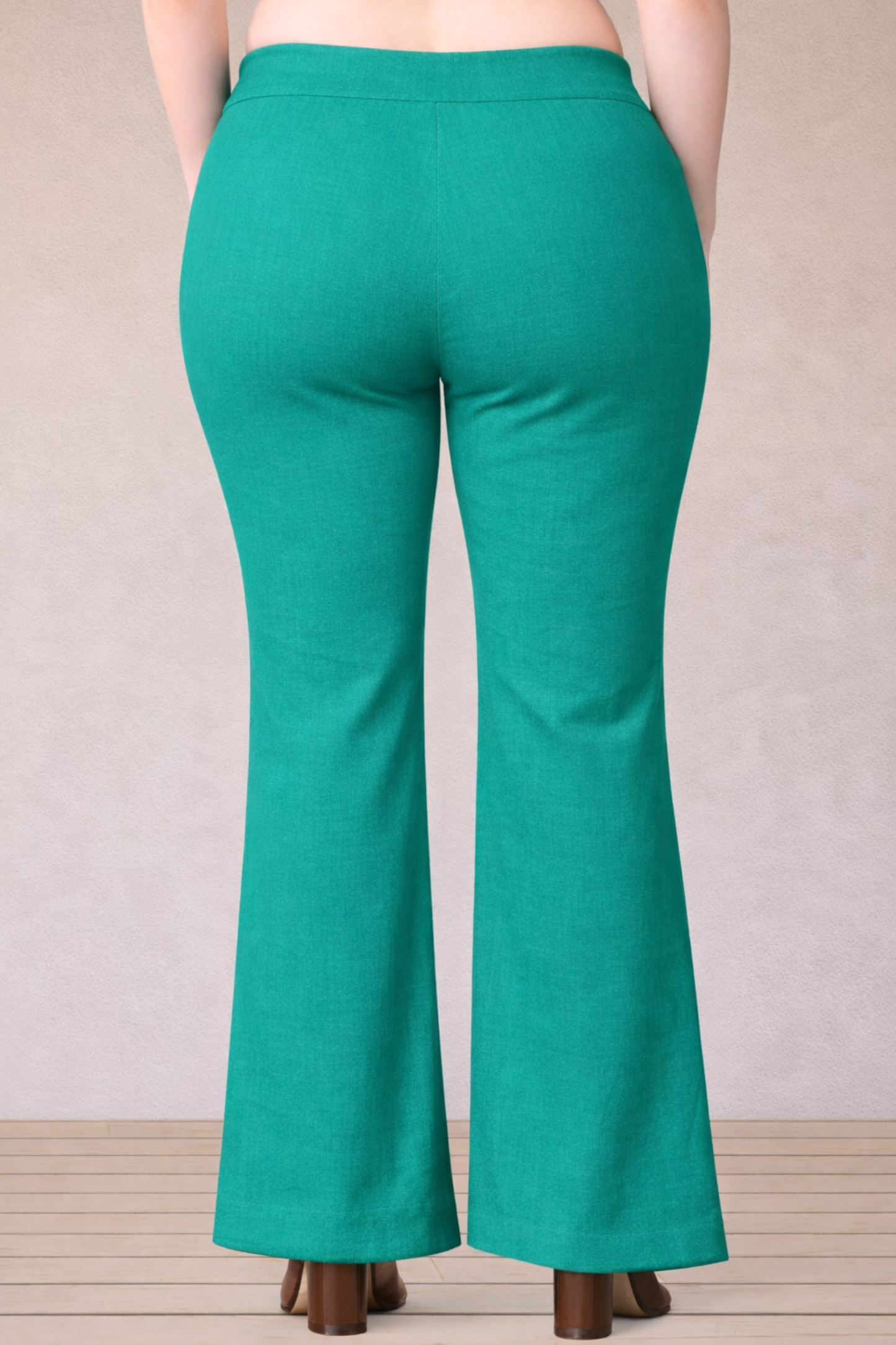 See Green Flared Slub Pants