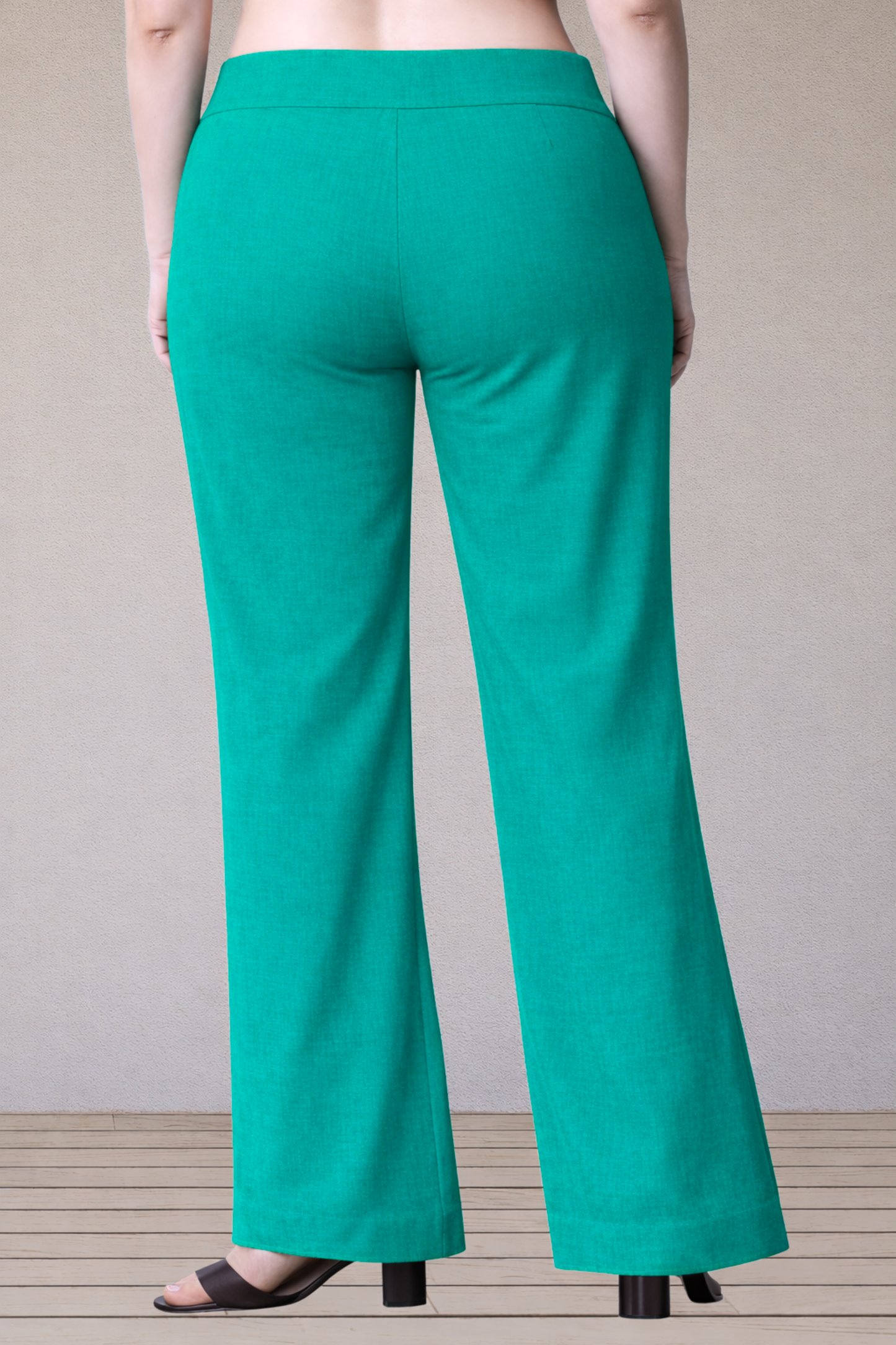See Green Wide Leg Slub Pants