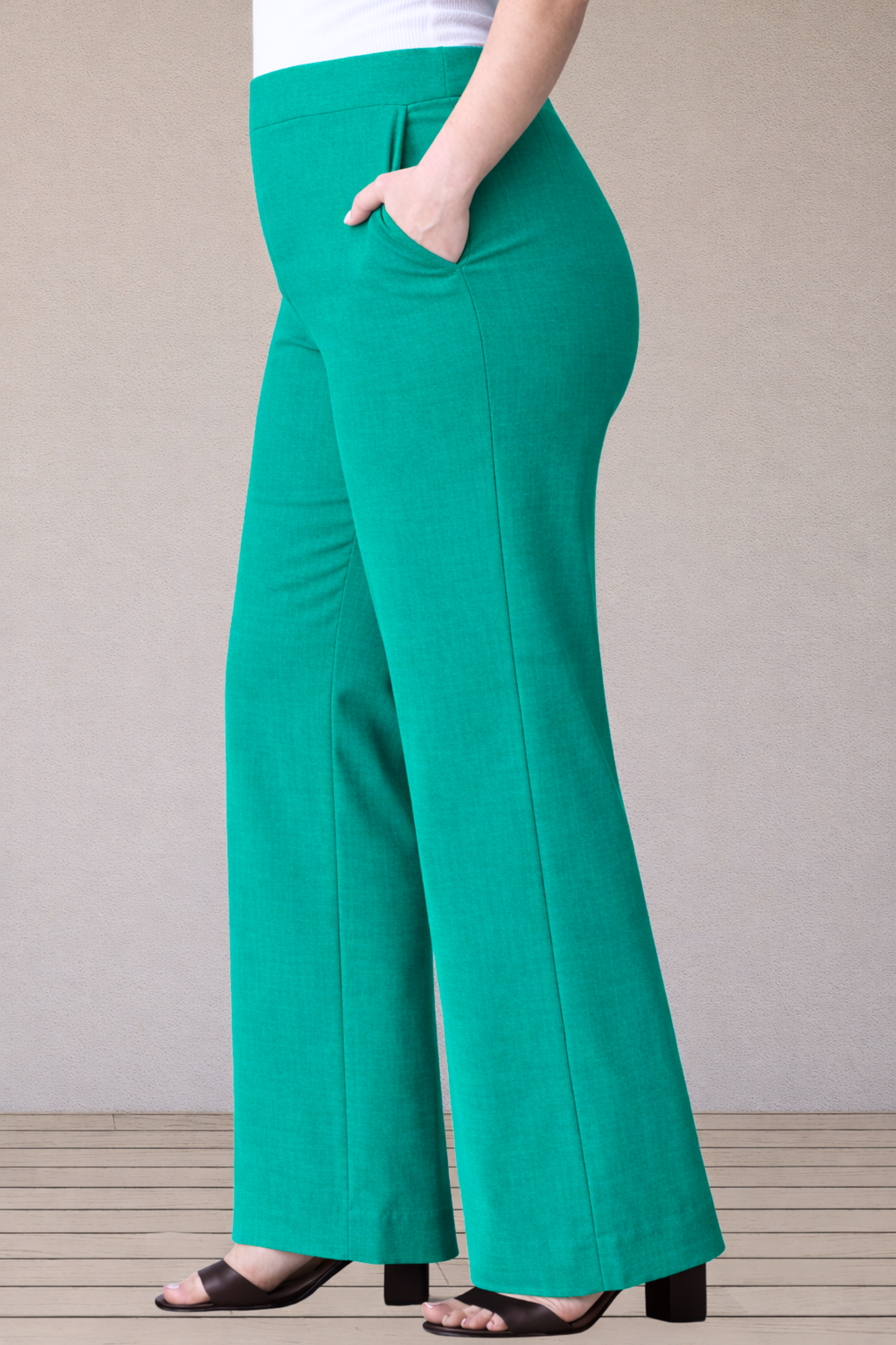 See Green Wide Leg Slub Pants