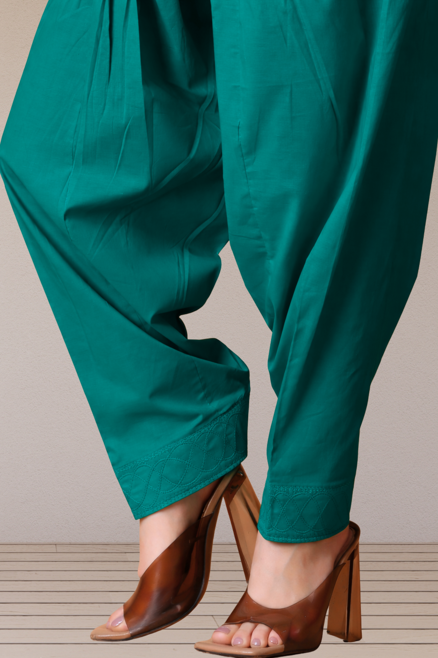 Sea Green Pleated Cotton Salwar