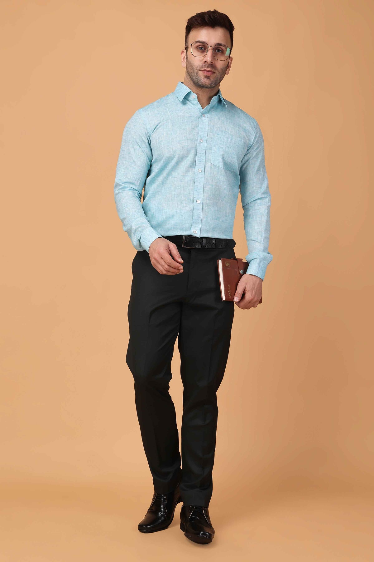 Buy Plus Size ​Serene Sky Blue Textured Shirt At Apella | Sizes XS to 10 XL | India | Free Delivery | Customized