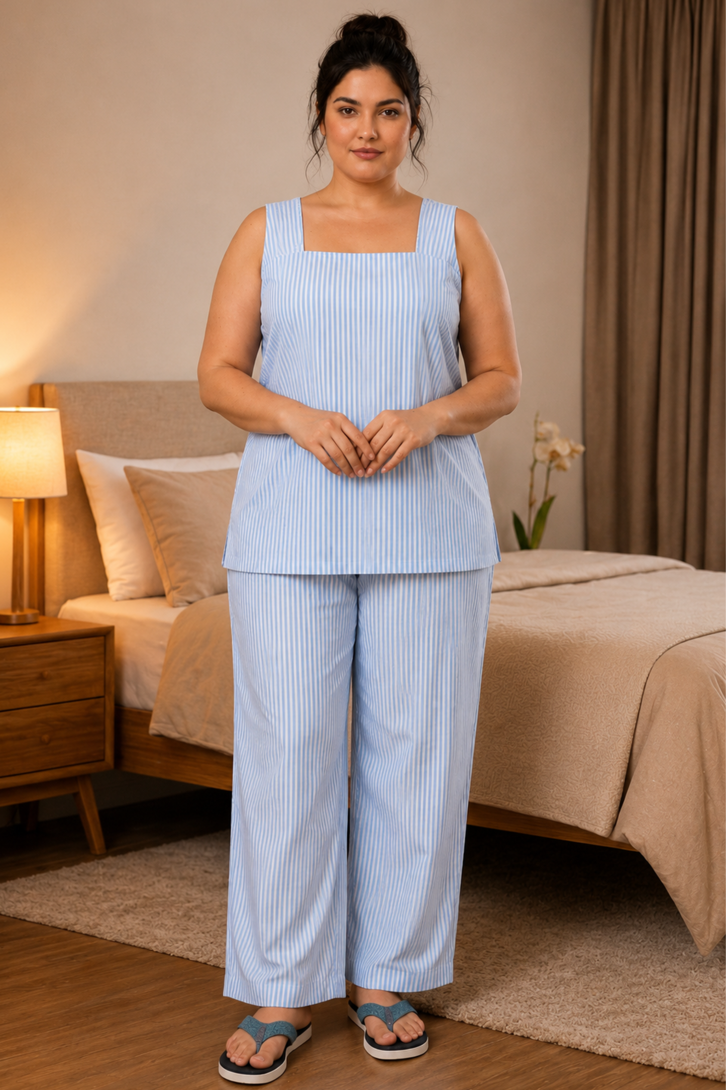 Serene Stripe Cotton Night Suit