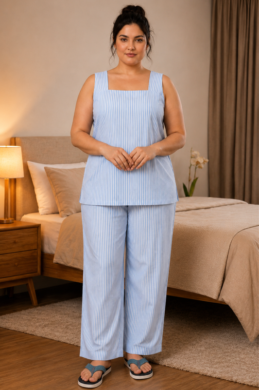 Serene Stripe Cotton Night Suit
