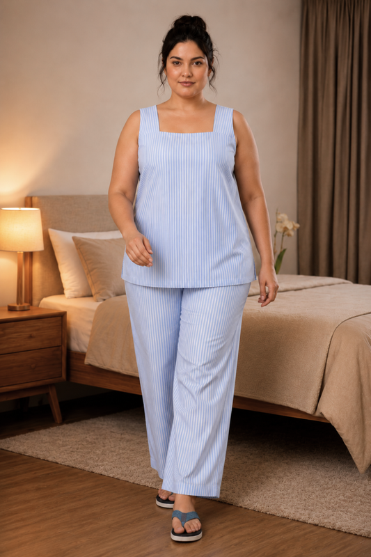 Serene Stripe Cotton Night Suit