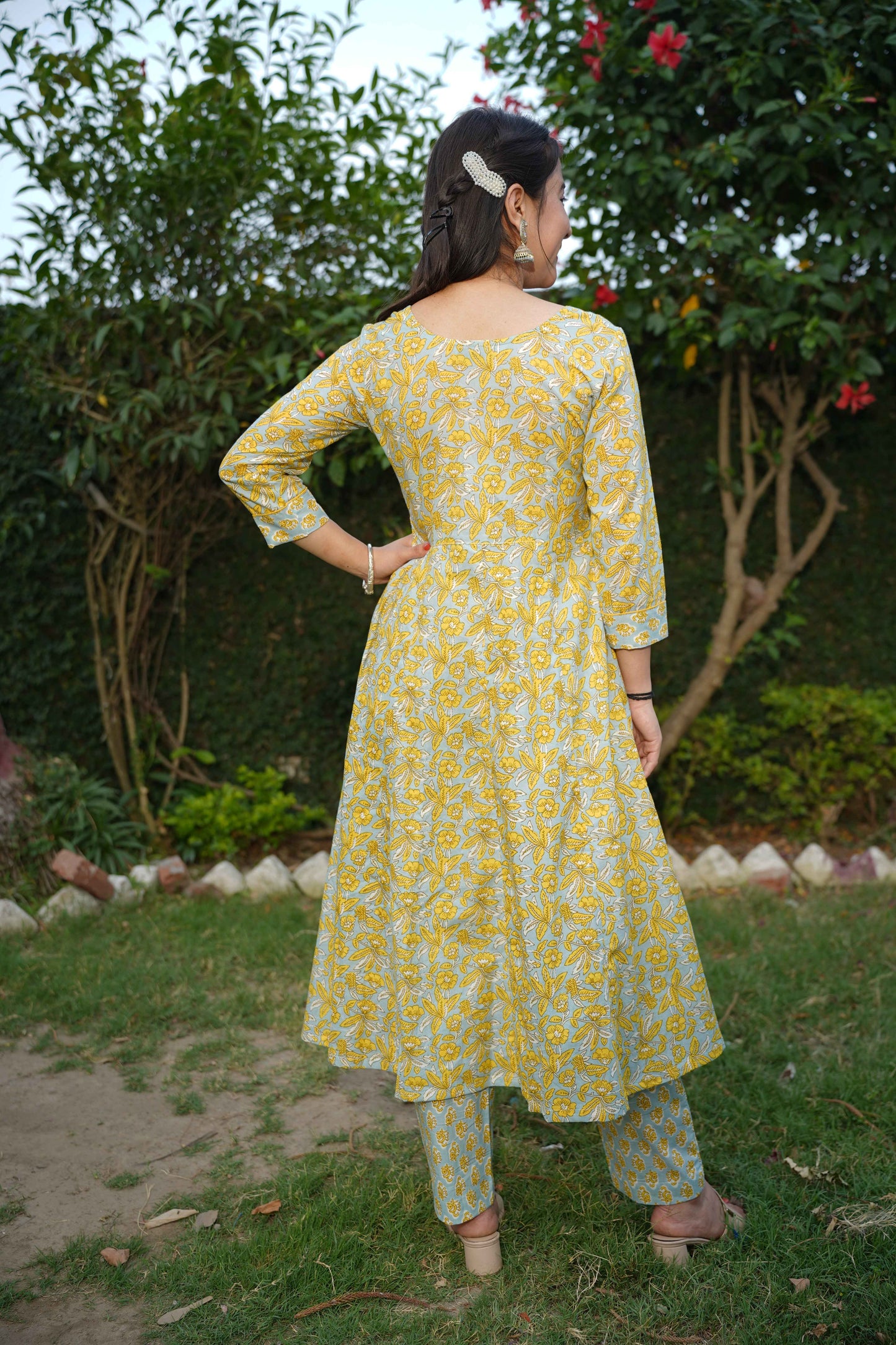 Serene Yellow Bagh Anarkali Set