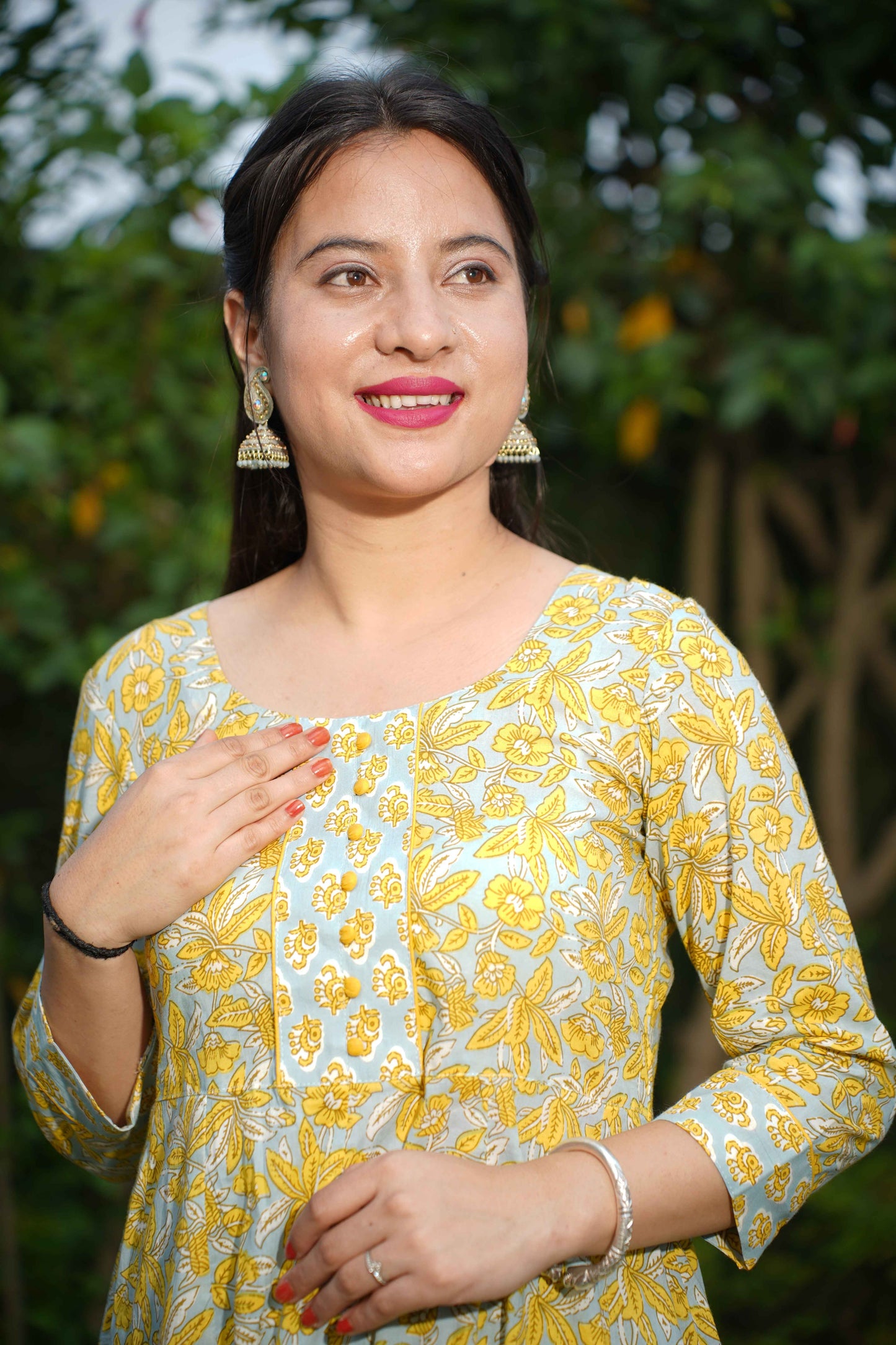 Serene Yellow Bagh Anarkali Set