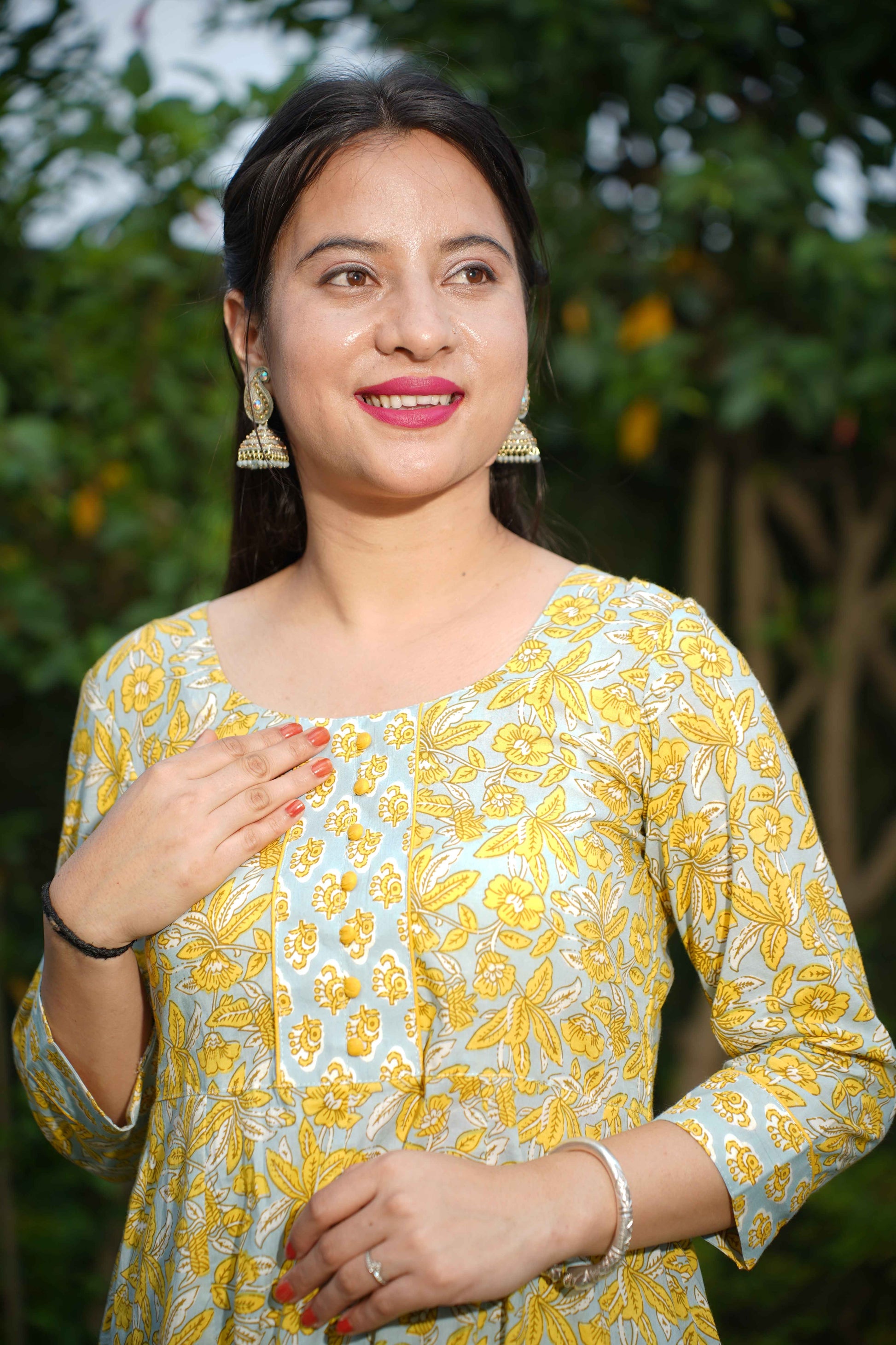 Serene Yellow Bagh Anarkali Set