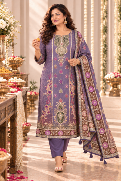 Shabana Karachi Muslin Suit With Aari Work