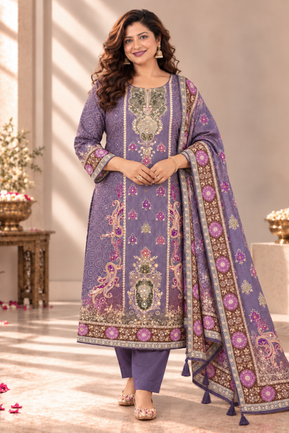 Shabana Karachi Muslin Suit With Aari Work