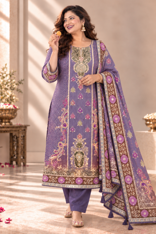 Shabana Karachi Muslin Suit With Aari Work