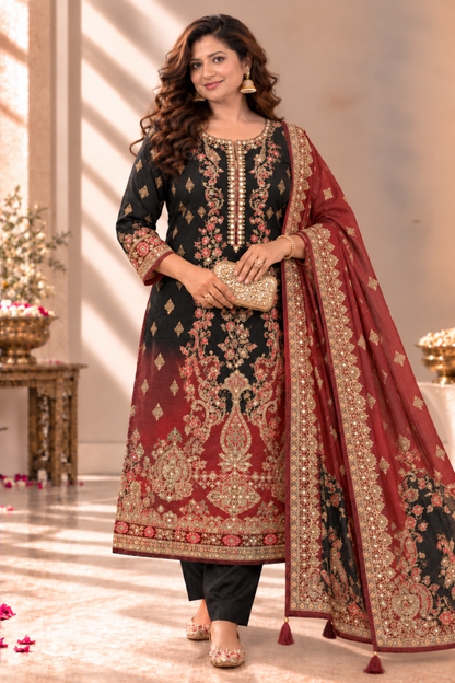 Shabnam Karachi Muslin Suit With Aari Work