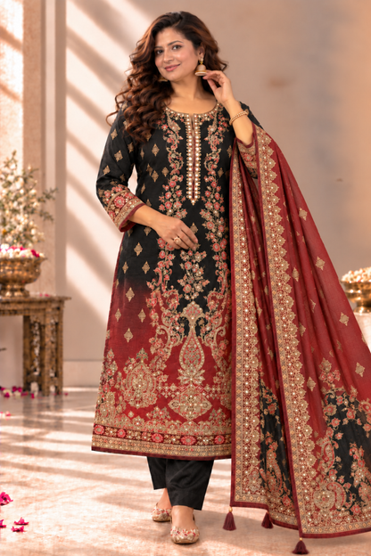 Shabnam Karachi Muslin Suit With Aari Work