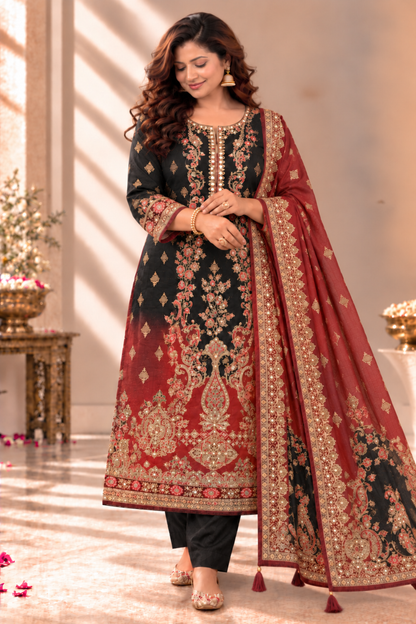Shabnam Karachi Muslin Suit With Aari Work