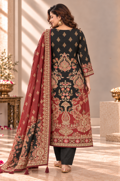 Shabnam Karachi Muslin Suit With Aari Work